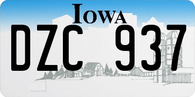IA license plate DZC937