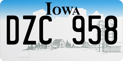IA license plate DZC958
