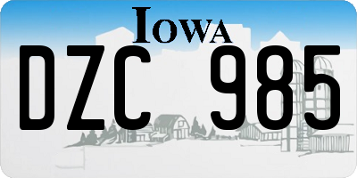 IA license plate DZC985