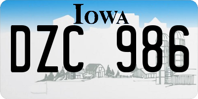 IA license plate DZC986