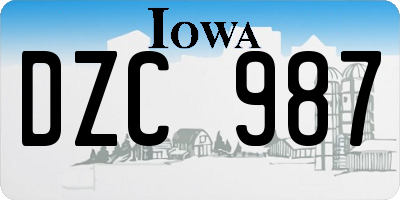 IA license plate DZC987