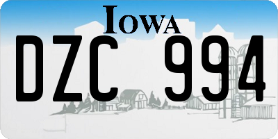 IA license plate DZC994