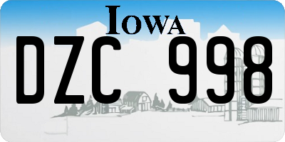 IA license plate DZC998