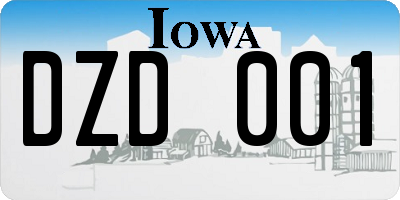 IA license plate DZD001