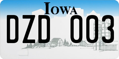 IA license plate DZD003