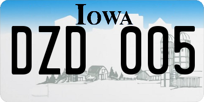 IA license plate DZD005