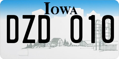 IA license plate DZD010