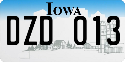 IA license plate DZD013