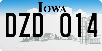 IA license plate DZD014