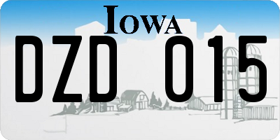 IA license plate DZD015