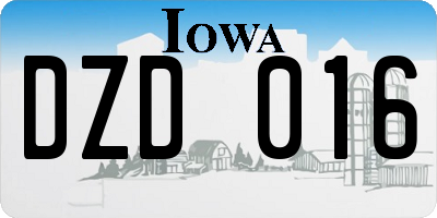 IA license plate DZD016