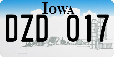 IA license plate DZD017