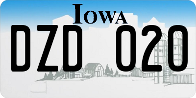 IA license plate DZD020