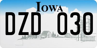 IA license plate DZD030