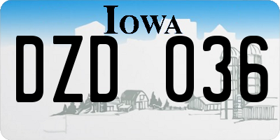 IA license plate DZD036
