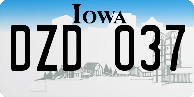 IA license plate DZD037