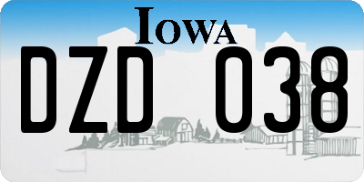 IA license plate DZD038
