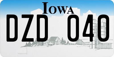 IA license plate DZD040