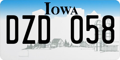 IA license plate DZD058