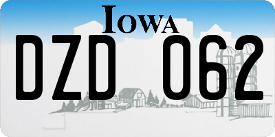 IA license plate DZD062