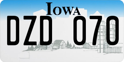 IA license plate DZD070