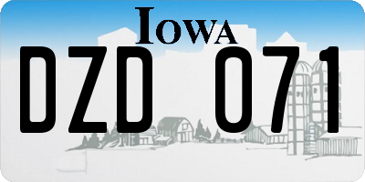 IA license plate DZD071