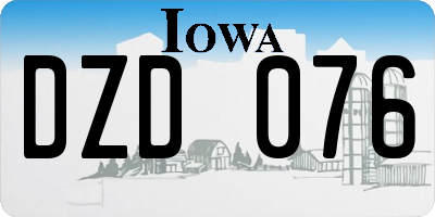 IA license plate DZD076