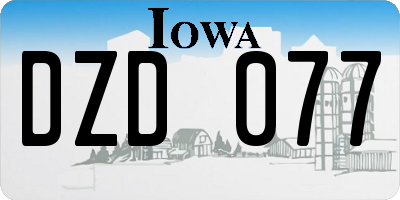 IA license plate DZD077