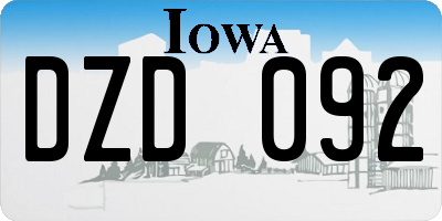 IA license plate DZD092