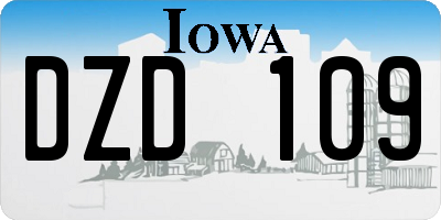 IA license plate DZD109