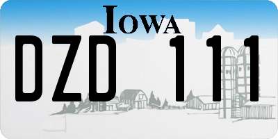 IA license plate DZD111