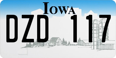IA license plate DZD117
