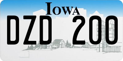 IA license plate DZD200