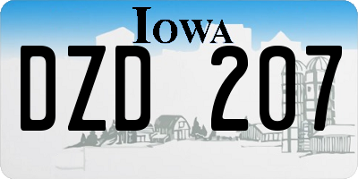 IA license plate DZD207