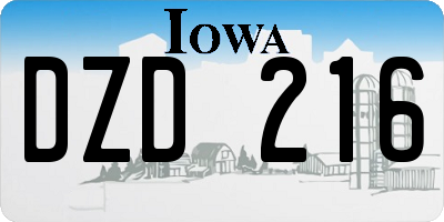 IA license plate DZD216