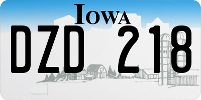 IA license plate DZD218