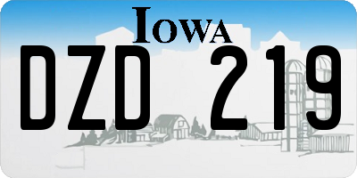 IA license plate DZD219