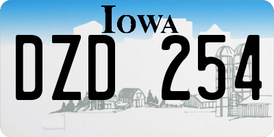 IA license plate DZD254