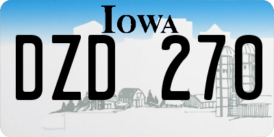 IA license plate DZD270