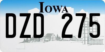 IA license plate DZD275