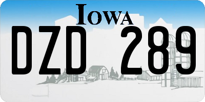 IA license plate DZD289