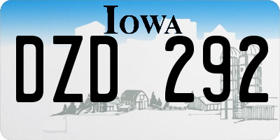 IA license plate DZD292