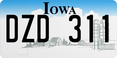 IA license plate DZD311