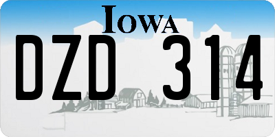 IA license plate DZD314