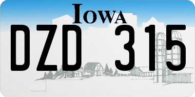 IA license plate DZD315