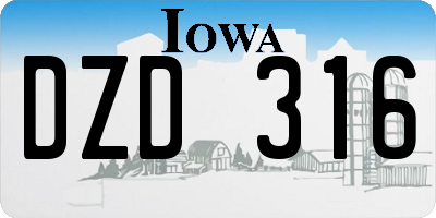 IA license plate DZD316