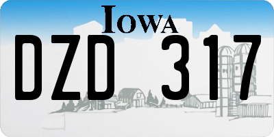 IA license plate DZD317