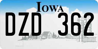 IA license plate DZD362