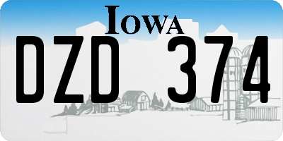 IA license plate DZD374
