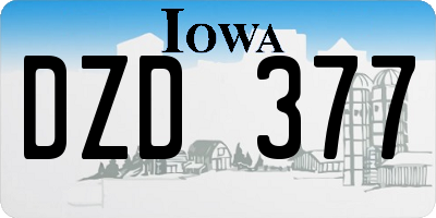 IA license plate DZD377